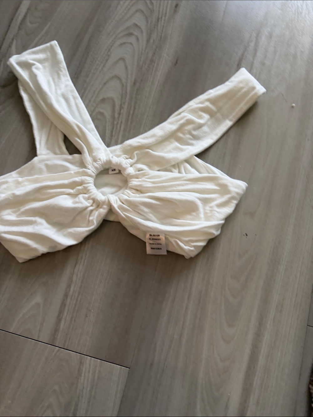 superdown Cream Ring-Front Crop Top